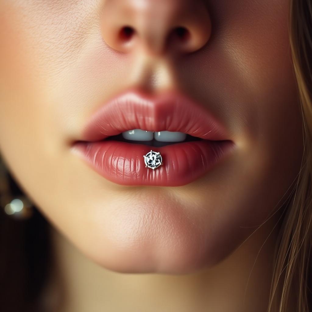 Lippenpiercing mit elegantem Schmuck