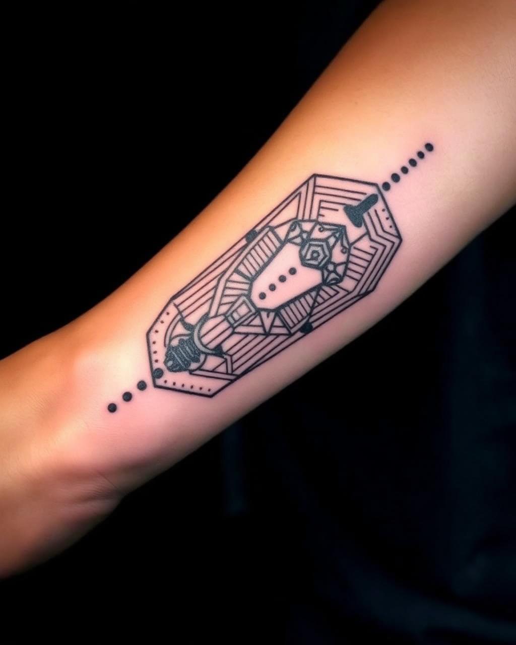 Geometrisches Blackwork-Tattoo am Unterarm