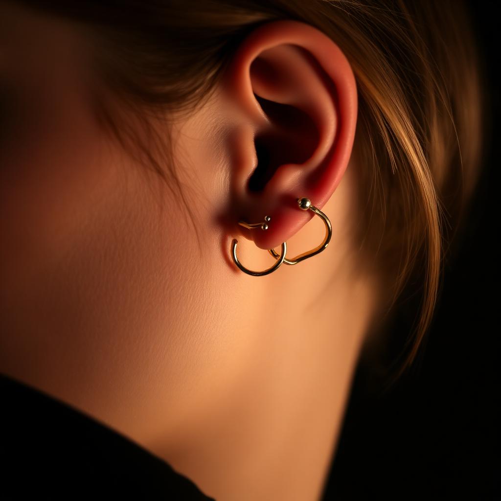 Curated Ear mit Helix- und Lobe-Piercings