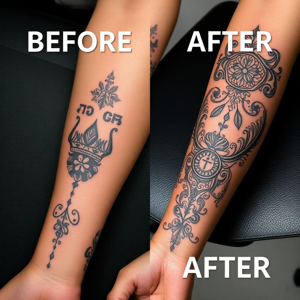Cover-Up Tattoo – vorher / nachher Beispiel